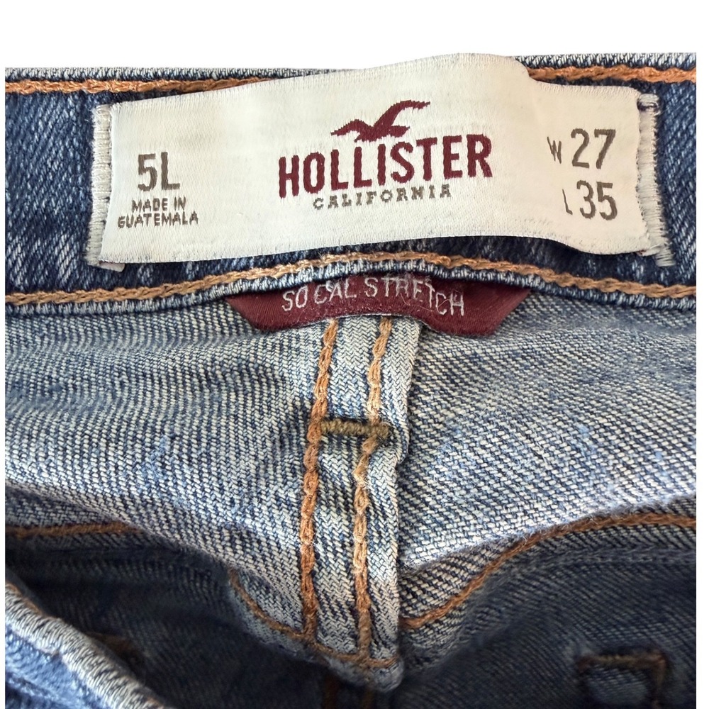 Hollister So Cal Stretch Jeans Women 5L W27 L35 Blue Denim Low Rise Bootcut - Picture 3 of 14